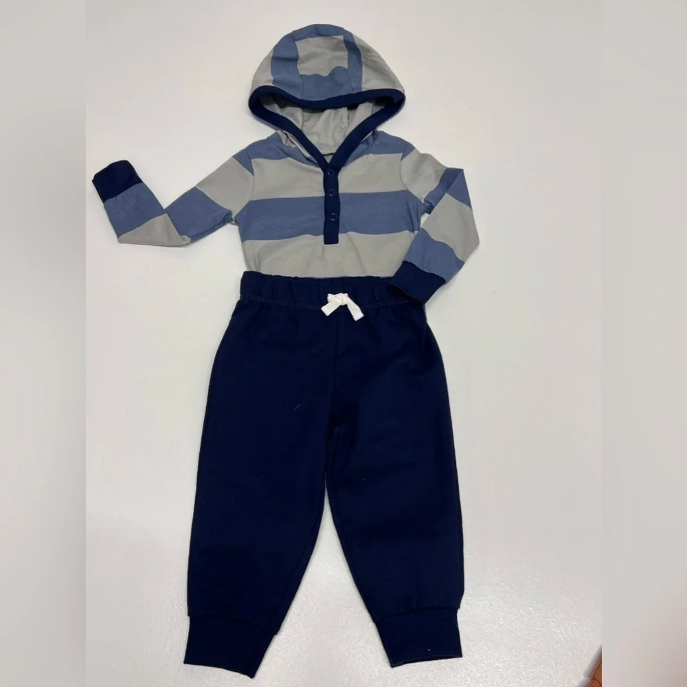 Carter's Baby Boy 4 Piece Hoodie Set Blue Vehicles